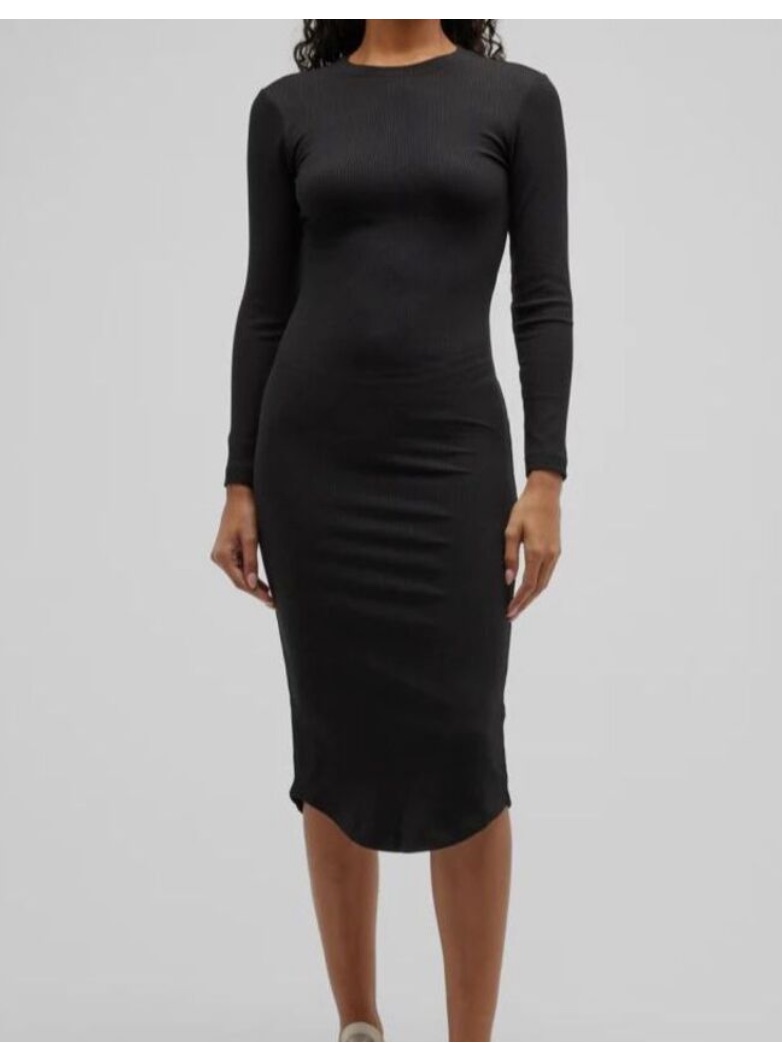 Terez $162 Terez Women's Black Long-Sleeve Crewneck Ribbed Dress Size Xs